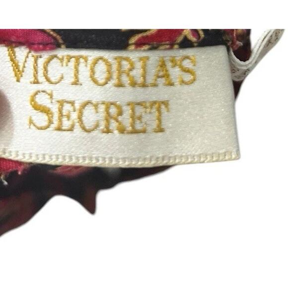 Vtg Victoria’s Secret Sleep Gown Small Peekaboo Black Red Rose Floral Lingerie - Picture 10 of 11